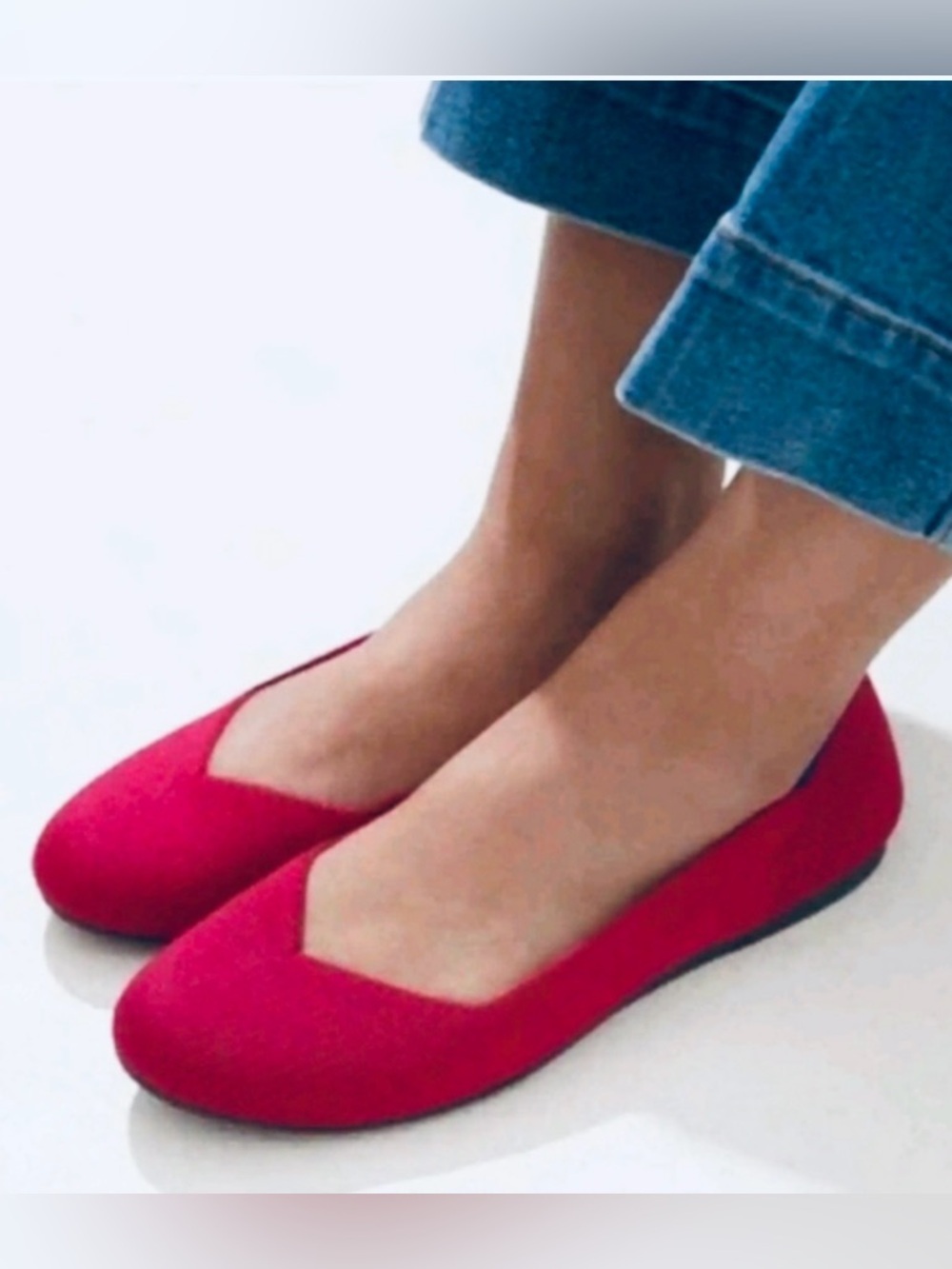 ROTHY’S , Women's The Flat Red Knit Ballet Flats, Size 8